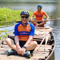 Creativities of cycling tour in Cambodia Riding the boat on the Angkor Thom moat with local guide and cycling